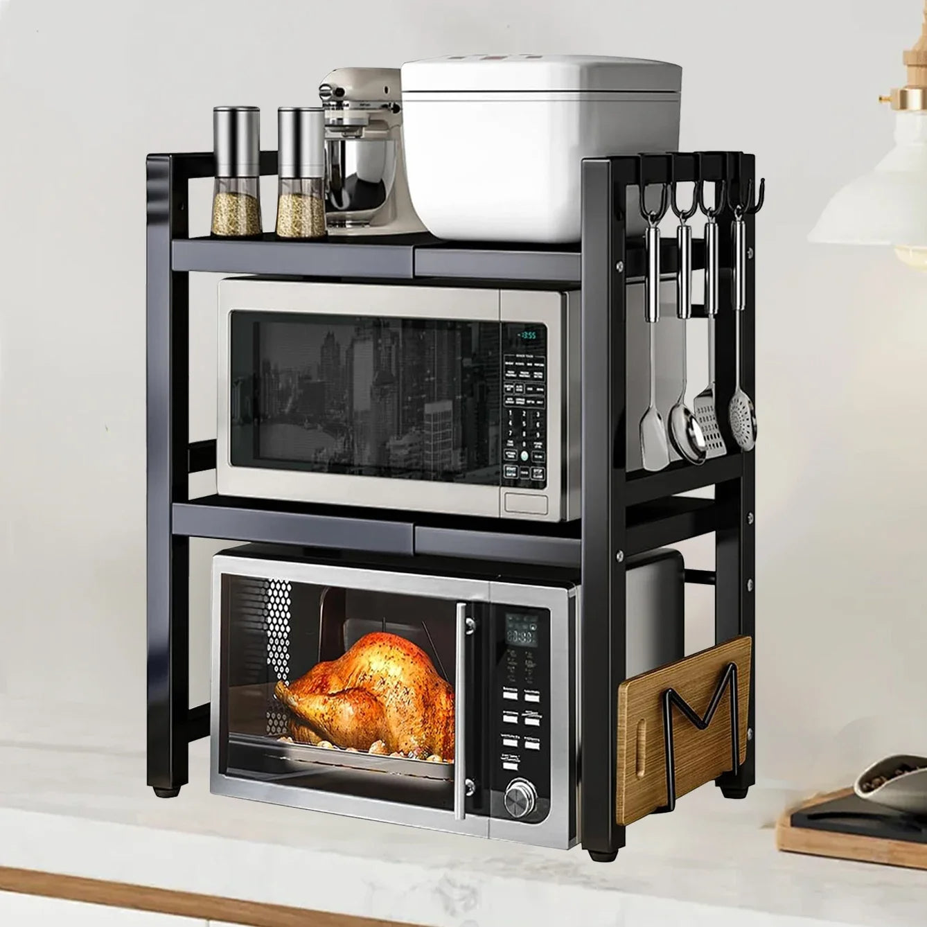 منظم فرن المطبخ ذو الطبقتين